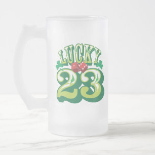 Vidro Jateado Caneca de cerveja afortunada de 23 vidros