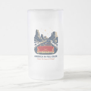 Vidro Jateado Caneca de cerveja America In Full Color