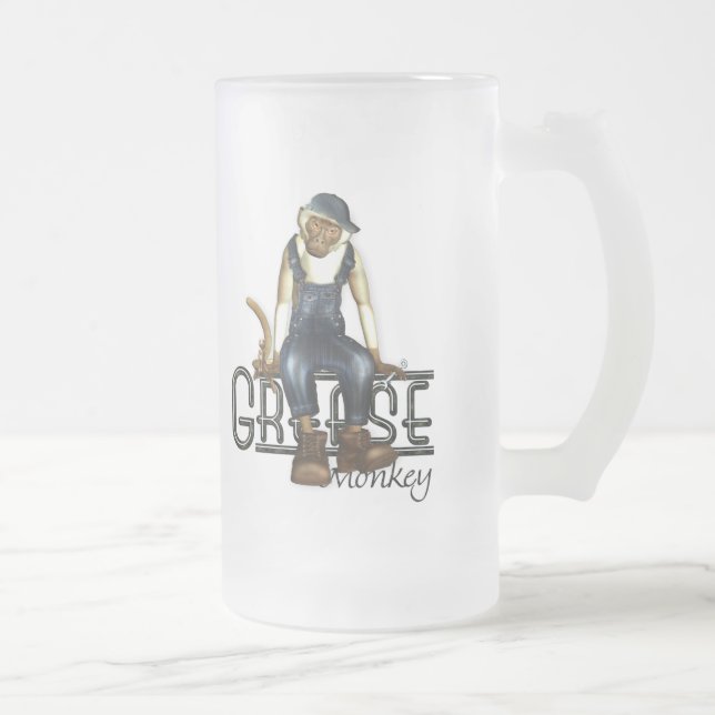 Vidro Jateado Caneca de cerveja cómico dos mecânicos do macaco (Direita)