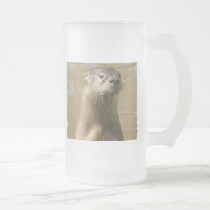 Vidro Jateado Caneca de cerveja curiosa do fosco da lontra