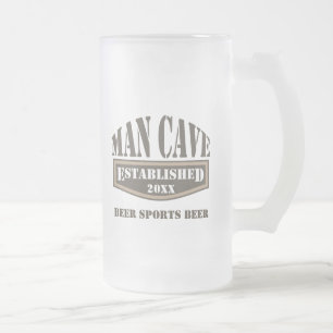 Vidro Jateado Caneca de cerveja da caverna do homem