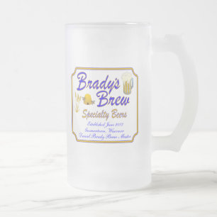 Vidro Jateado Caneca de cerveja da fermentação de Brady