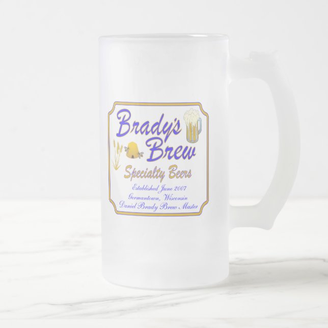 Vidro Jateado Caneca de cerveja da fermentação de Brady (Direita)