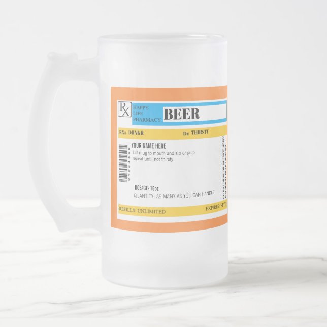 Vidro Jateado Caneca de cerveja da prescrição (Esquerda)