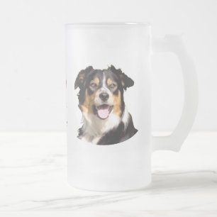 Vidro Jateado Caneca de cerveja de Galês border collie