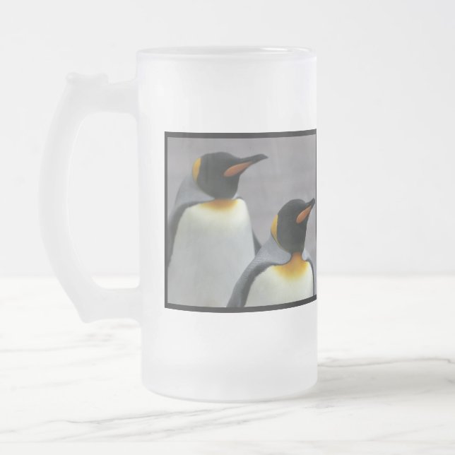 Vidro Jateado Caneca de cerveja de marcha do fosco dos pinguins (Esquerda)