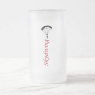 Vidro Jateado Caneca de cerveja de Skydiving