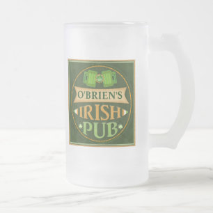Vidro Jateado Caneca de cerveja do bar de St Patrick feito sob