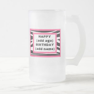 Vidro Jateado Caneca de cerveja do feliz aniversario do