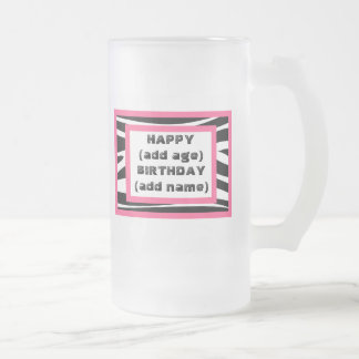 Vidro Jateado Caneca de cerveja do feliz aniversario do