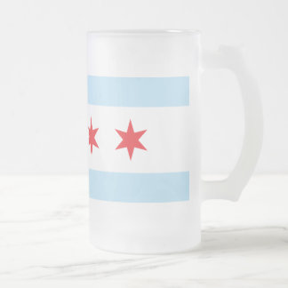 Vidro Jateado Caneca de cerveja do fosco da bandeira de Chicago