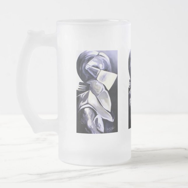 Vidro Jateado Caneca de cerveja do fosco do cavaleiro (Esquerda)