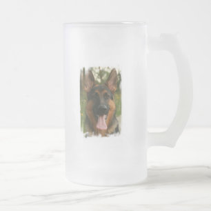 Vidro Jateado Caneca de cerveja do fosco do german shepherd