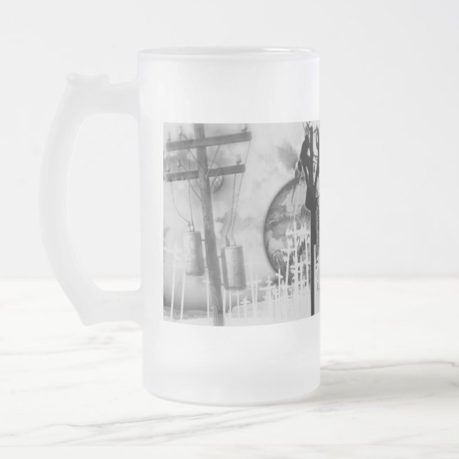 Vidro Jateado Caneca de cerveja do fosco do lineman (Esquerda)
