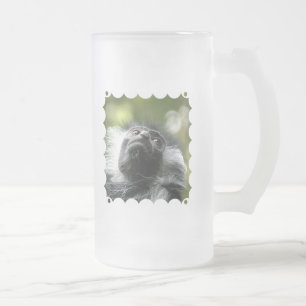 Vidro Jateado Caneca de cerveja do fosco do macaco de Colobus de