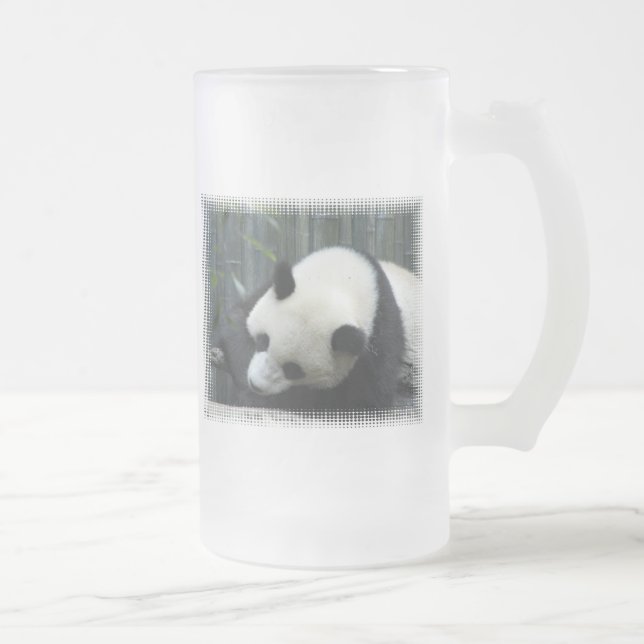 Vidro Jateado Caneca de cerveja do fosco do urso de panda (Direita)