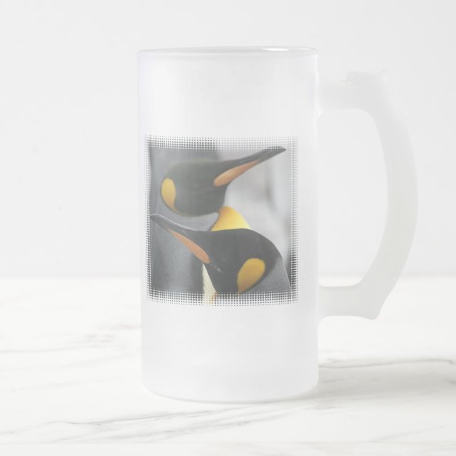 Vidro Jateado Caneca de cerveja do fosco dos pinguins (Direita)