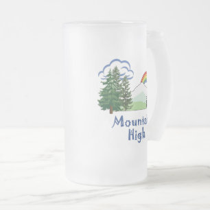 Vidro Jateado Caneca de cerveja do logotipo do acampamento alto 