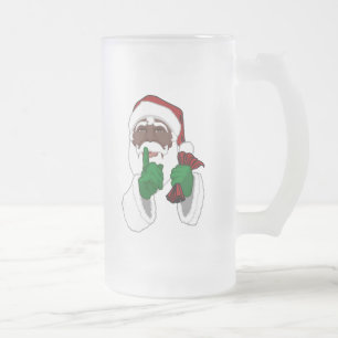 Vidro Jateado Caneca de cerveja do Papai Noel preto Óculos de ce