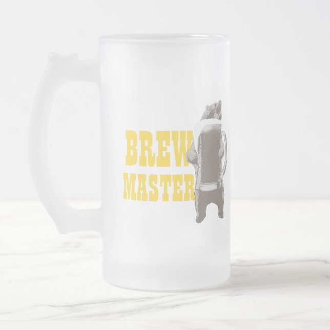 Vidro Jateado Caneca de cerveja do urso de Brewmaster da (Esquerda)