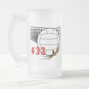 Vidro Jateado Caneca de cerveja do voleibol
