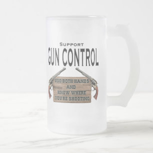 Vidro Jateado Caneca de cerveja engraçada de Contol da arma