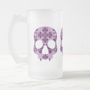 Vidro Jateado Caneca de cerveja fanged do crânio do punk damasc