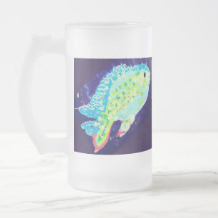 Vidro Jateado Caneca de Cerveja fosco: Peixes Tropicais