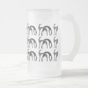 Vidro Jateado Caneca de Cerveja Geada Art Deco Hounds