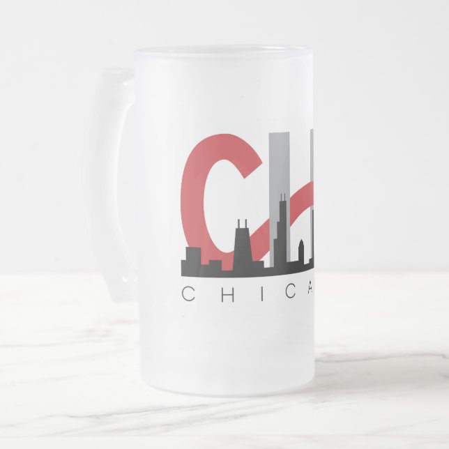Vidro Jateado Caneca de cerveja geada CHI (Frente Esquerda)