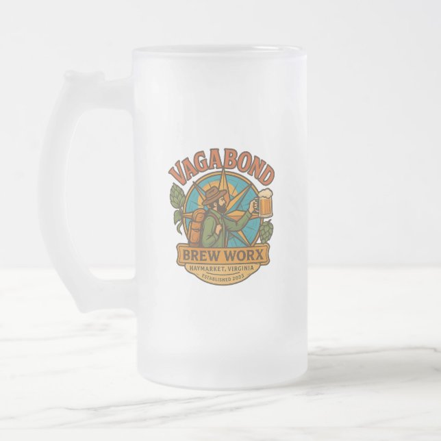 Vidro Jateado Caneca de cerveja geada com logotipo (Esquerda)