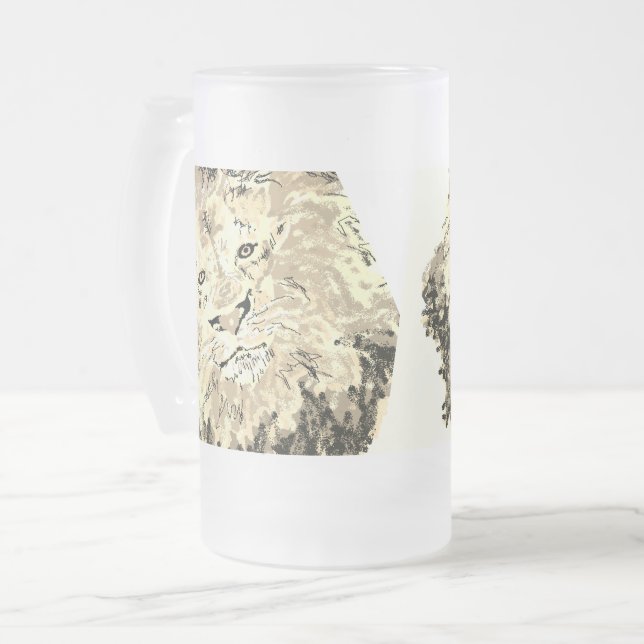 Vidro Jateado Caneca de Cerveja Geada: rei da Selva (Frente Esquerda)