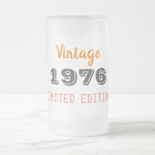 Vidro Jateado Caneca de Cerveja Geada Vintage 1976 – Presente de