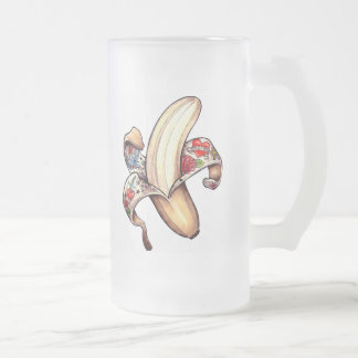 Vidro Jateado Caneca de cerveja gelado do logotipo da banana de