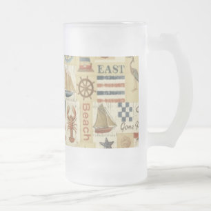 Vidro Jateado Caneca de Cerveja Náutica