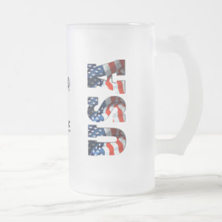 Vidro Jateado Caneca de cerveja patriótica PERSONALIZADA do