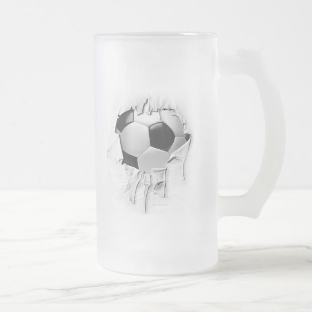 Vidro Jateado Caneca de cerveja rasgada do fosco do futebol (Direita)
