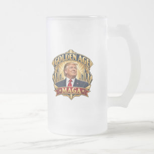 Vidro Jateado Caneca de Cerveja Trump Idade Dourada Art Déco