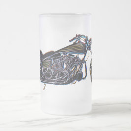 Vidro Jateado Caneca de cerveja V-gêmea de néon da motocicleta