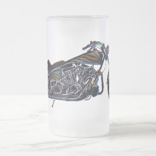 Vidro Jateado Caneca de cerveja V-gêmea de néon da motocicleta