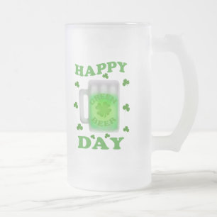 Vidro Jateado Caneca de cerveja verde irlandesa do dia de St