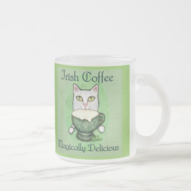 Vidro Jateado Caneca do gato do café irlandês do dia de St (Direita)