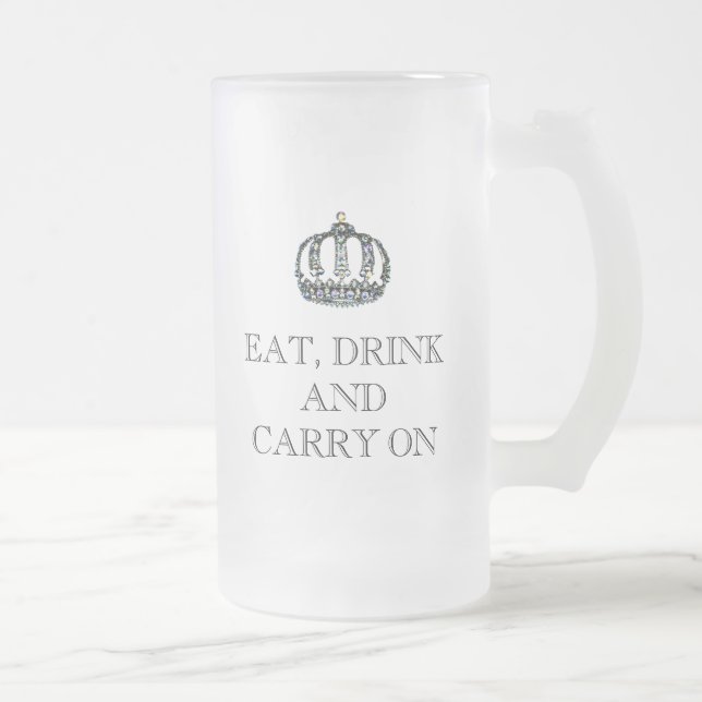 Vidro Jateado "COMA, BEBA E CONTINUE"  Caneca de Cerveja (Direita)