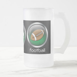Vidro Jateado Coma futebol:Verde: Caneca de cerveja de cerveja d