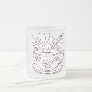 Vidro Jateado Design de Marca de Chá e Café Minimalista Caneca