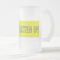 Escute acima! Caneca de cerveja