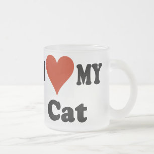 Vidro Jateado Eu amo minha caneca de café do fosco do gato