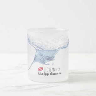 Vidro Jateado Manta ray silhoule fosco caneca de café