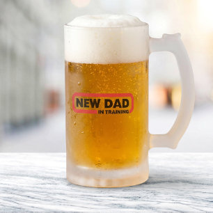 Vidro Jateado Novo papai no treinamento - uma caneca de cerveja