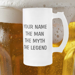 Vidro Jateado O homem mito lenda caneca de cerveja para os homen